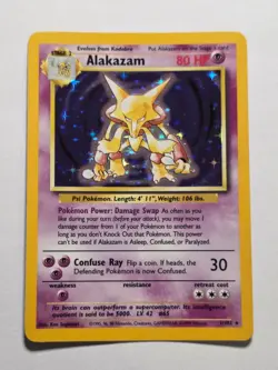 Alakazam 1/102 Base Set Rare Holo Pokemon Card WOTC 1999 - EX/Near Mint - Image 1