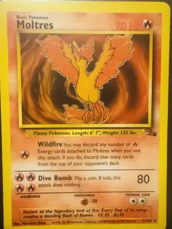 Pokemon TCG Moltres Fossil Base Set Rare 27/62 Mint NP - Image 1