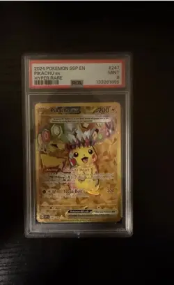 Pokemon TCG Pikachu ex Hyper Rare Holo PSA 9 247/191 Sv08: Surging Sparks - Image 1