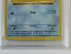 1999 Pokemon Base Set Staryu 65/102 Shadowless Graded 9.5 Gem Mint - Image 3