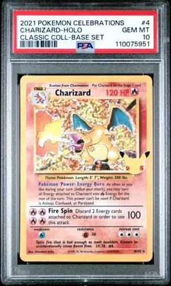2021 Pokemon Celebrations Classic Collection #4 Charizard-Holo PSA 10 Gem Mint - Image 1
