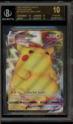 BGS 10 Pristine Black Label 2020 Pokemon Swsh Vivid Voltage Pikachu Vmax FA #44 - Image 1