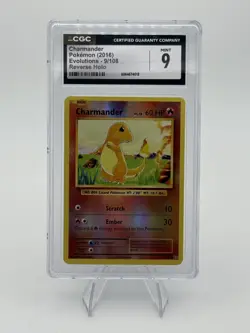 CGC 9 Charmander #9/108 Pokemon XY Evolutions Reverse Holo 2016 ENGLISH - Image 1