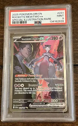 Pokemon Team Rocket's Mewtwo ex Destined Rivals SIR #231 PSA 9 Mint - Image 1