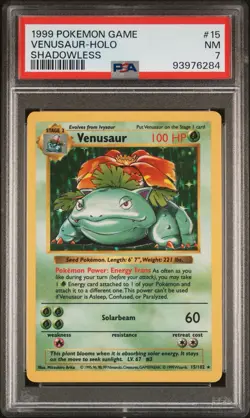 Pokemon TCG Venusaur Base Set Holo Shadowless Rare Card PSA 7 - Image 5