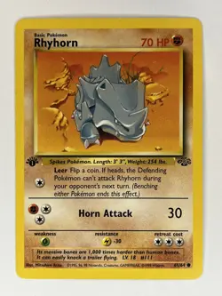 Rhyhorn 61/64 1st Edition Jungle WOTC Pokemon Card LP-NM - Image 1