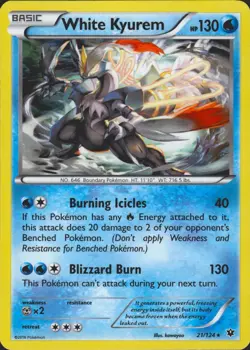 White Kyurem 21/124 XY - Fates Collide Holo Rare Pokemon Card LP - Image 1