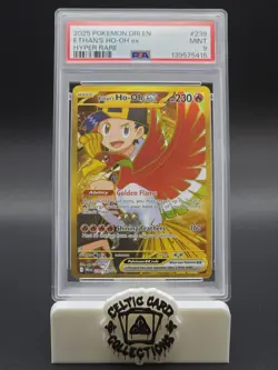 Pokemon TCG Destined Rivals Ethan's Ho-Oh EX 239/182 Gold Hyper Rare Card PSA9 - Image 1