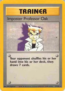 Impostor Professor Oak 73/102 Rare Base Set Pokemon HP/DMG - Image 1