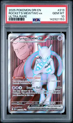2025 Pokemon Destined Rivals Team Rocket's Mewtwo ex #213/182 PSA 10 - Image 1