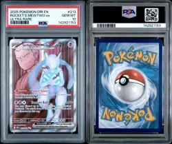 2025 Pokemon Destined Rivals Team Rocket's Mewtwo ex #213/182 PSA 10 - Image 3