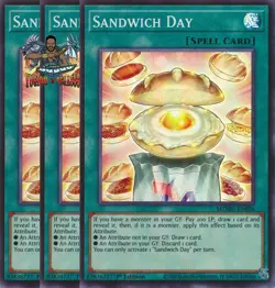 Yugioh! 3x Sandwich Day MZMU-EN056 Super Rare 1st Ed NM - Image 1