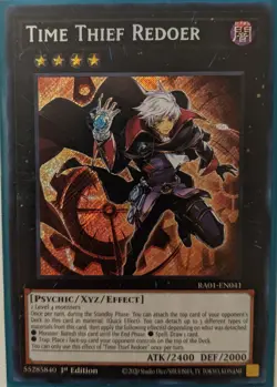 YuGiOh Time Thief Redoer Secret Rare 1st Edition RA01-EN041 - Image 1