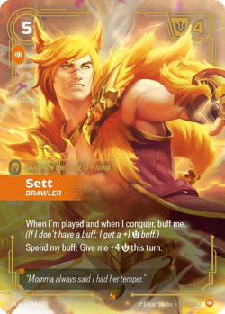Riftbound Origins OGN-164 Sett, Brawler League of Legends Foil Sett Card - Image 1