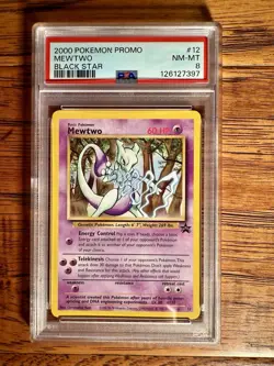 2000 Pokemon Promo BlackStar 12 Mewtwo PSA 8 - Image 1