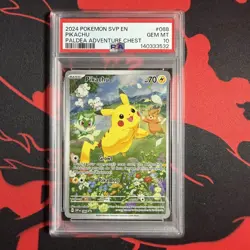 2024 POKEMON SVP EN-SV BLACK STAR PROMO PALDEA ADVENTURE CHEST PIKACHU PSA 10 - Image 1