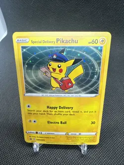 2020 Pokemon SWSH074 Special Delivery Pikachu Holo Black Star Promo - Image 1