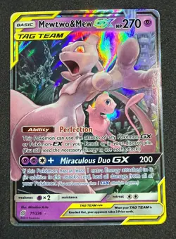 Mewtwo & Mew GX 71/236 Holo Rare GX Unified Minds Sun &Moon Pokemon Card - Image 1