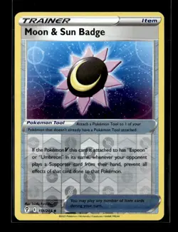 Pokemon Moon Sun Badge 151/203 Evolving Skies Reverse Holo Uncommon 3 Card Lot - Image 1