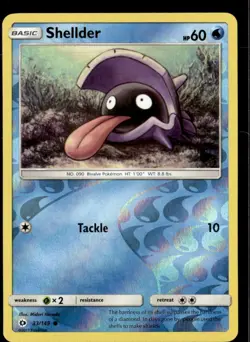 Pokemon Shellder 33/149 Sun Moon Base Set Reverse Holo Common 2 Card Lot - Image 1