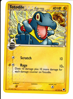 Totodile Delta Species 67/101 EX Dragon Frontiers 2006 Pokemon TCG Card LP - Image 1