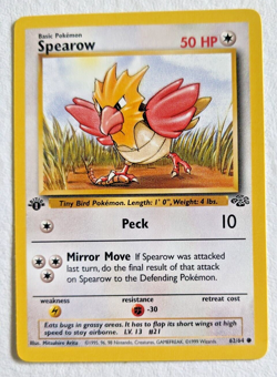 Pokemon, Spearow, 1st Edition Jungle, 62/64 WOTC Common Card, Vintage 1999, NM - Image 1