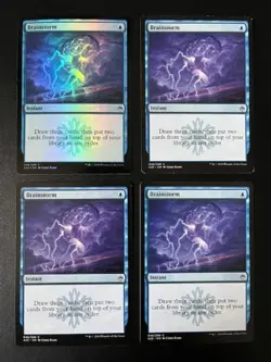 MTG- Brainstorm x4 - Masters 25 (One is FOIL) - Image 1