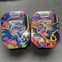 Pokemon TCG Mega Charizard X & Y Tins. BOTH TINS. Brand New & Sealed - Image 1