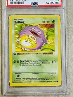 PSA 9 Koffing 1999 Pokemon Base 1st Edition Shadowless 51/102 Common New Slab - Image 2