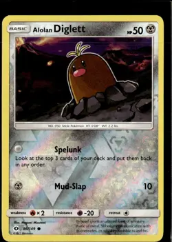 Pokemon Alolan Diglett 86/149 Sun Moon Base Set Reverse Holo Common - Image 1