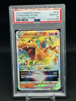 2022 POKEMON SWORD & SHIELD BRILLIANT STARS #018 CHARIZARD VSTAR PSA 10 - Image 1
