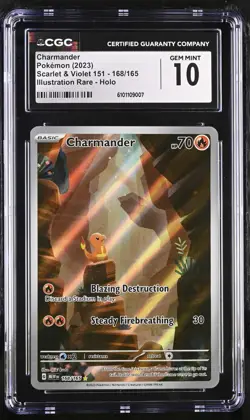 Pokemon Charmander 168/165 Illustration Rare Scarlet & Violet 151 - CGC 10 - Image 1
