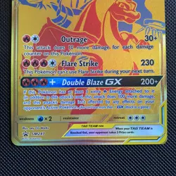 Pokemon Reshiram & Charizard GX SM247 Sun & Moon Tag Team Promo Card TCG Gold - Image 3