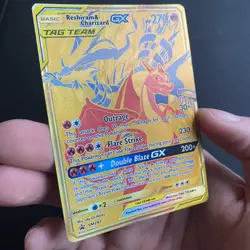 Pokemon Reshiram & Charizard GX SM247 Sun & Moon Tag Team Promo Card TCG Gold - Image 4