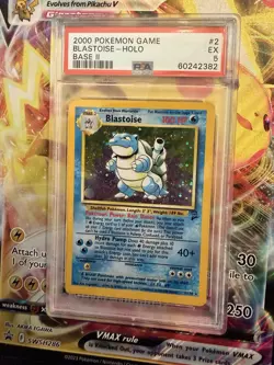 Pokemon TCG Blastoise Holo Unlimited Rare Card 2/130 Base Set PSA 5 - Image 1