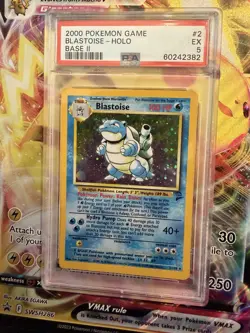 Pokemon TCG Blastoise Holo Unlimited Rare Card 2/130 Base Set PSA 5 - Image 2
