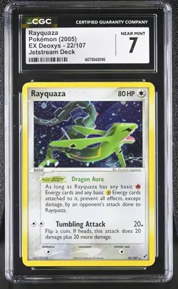 CGC 7 Rayquaza 2005 EX Deoxys 22/107 Holo Pokemon Card - Image 1