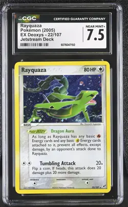 CGC 7.5 Rayquaza 2005 EX Deoxys 22/107 Holo Pokemon Card - Image 1