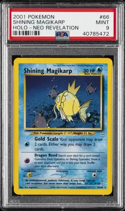 2001 POKEMON NEO REVELATION #66 SHINING MAGIKARP HOLO PSA 9 SWIRL - Image 1