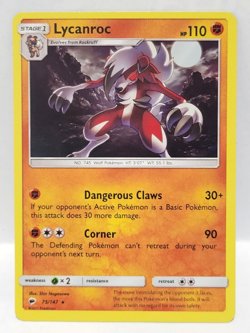 Pokemon TCG Lycanroc 75/147 Burning Shadows Sun & Moon Holo Rare Near Mint - Image 1
