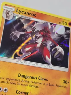 Pokemon TCG Lycanroc 75/147 Burning Shadows Sun & Moon Holo Rare Near Mint - Image 3