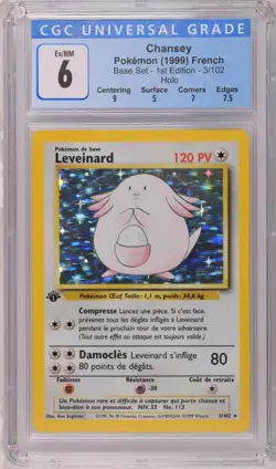 Pokemon Leveinard 3/102 - Set de Base - Edition 1 - CGC 6 Ex / NM - Image 1