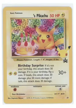 2021 Pokemon SWSH Celebrations Birthday Pikachu #24 - Image 1