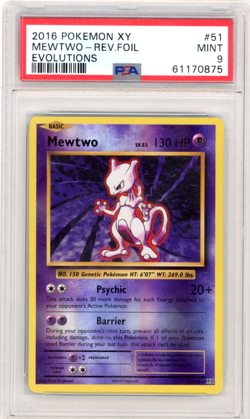 Pokemon 2016 XY Evolutions Mewtwo Rev. Foil PSA 9 - Image 1