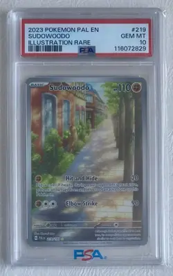Pokemon Paldea Evolved Sudowoodo #219 Illustration Rare [PSA 10] - Image 1