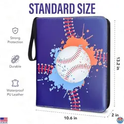 Baseball Card Binder with 50 Sleeves - 9 Pocket PU Leather Album, Holds 900 - Image 3