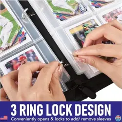 Baseball Card Binder with 50 Sleeves - 9 Pocket PU Leather Album, Holds 900 - Image 5