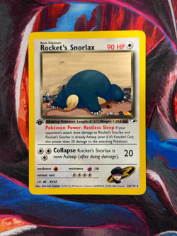 ROCKET'S SNORLAX 34/132 Gym Heroes 1st EDITION rare Pokemon card close to MINT - Image 1