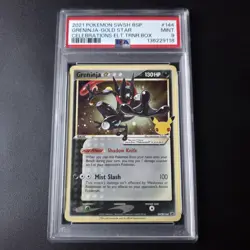 PSA 9 Greninja Gold Star SWSH144 25th Celebrations Promo Pokemon Card - Image 1