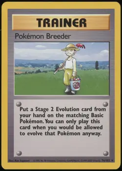 POKEMON BREEDER (Trainer) 1999-2000 Pokemon Base Set 4th Edition 76/102 - LP - Image 1
